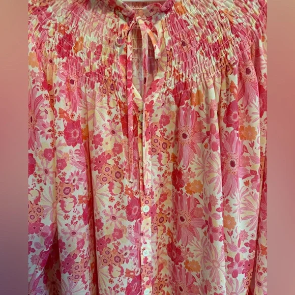 Flying Tomato Pink Floral Blouse Large - Picture 5 of 7